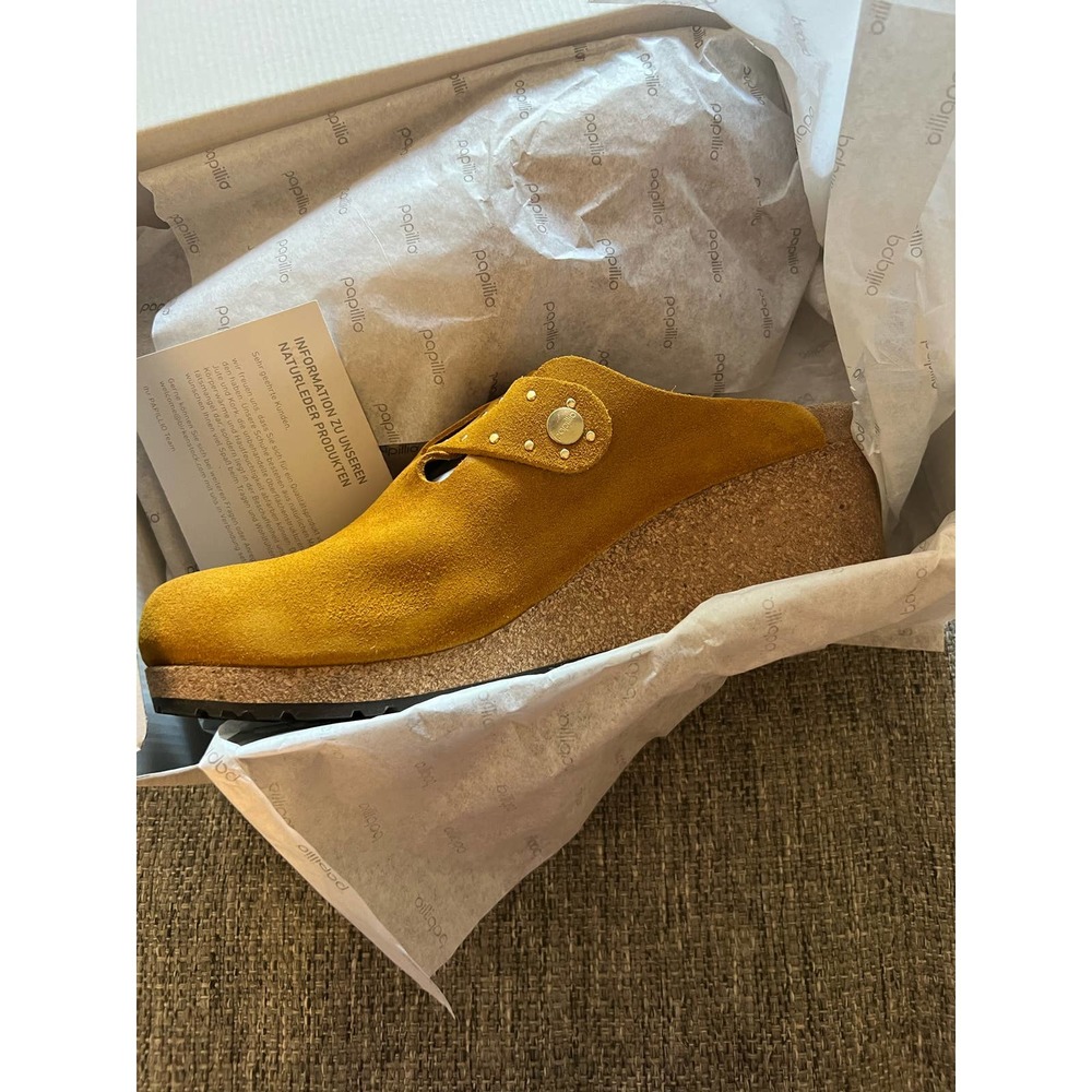 NWT Birkenstock Fanny Ring Buckle Buckthorn Leather Clog Sliders